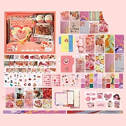 Pink Scrapbook Paper Kit, for DIY Album Scrapbook, Background Paper, Diary Decoration, Pink, 230x185mm, 155pcs/set