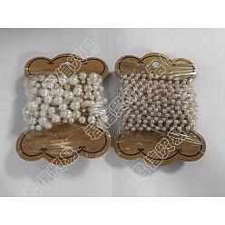 Humo Blanco Superhallazgos 2m plástico abs y 4m cadenas de cuentas de perlas acrílicas, con fornituras de latón, sin soldar, con carrete, la luz de oro, whitesmoke, 3~8 mm, 4 mm