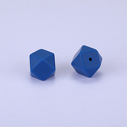 Bleu Acier Perles de silicone hexagonales, perles à mâcher pour les jouets de dentition, Diy soins infirmiers colliers faisant, bleu acier, 23x17.5x23mm, Trou: 2.5mm