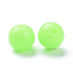 Jaune Vert Perles acryliques fluorescents, ronde, jaune vert, 6mm, trou: 1.5 mm, environ 3850 pcs / 500 g