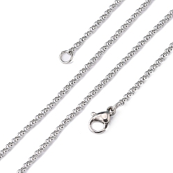 Stainless Steel Color Rolo Chain Necklace for Men, 304 Stainless Steel Necklaces, with Lobster Claw Clasps, Stainless Steel Color, 17.7 inch(45cm), 3.5mm