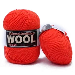 Orange Red Polyester & Wool Yarn for Sweater Hat, 4-Strands Wool Threads for Knitting Crochet Supplies, Orange Red, about 100g/roll