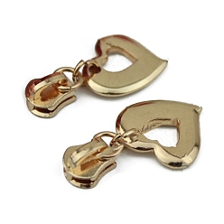 Light Gold #5 Alloy Zipper Puller, for Garment Bag Accessories, Heart, Light Gold, 4.5x2.5cm