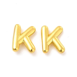 Letter K Brass Hollow Out Initial Letter Stud Earrings for Women, Real 18K Gold Plated, Lead Free & Cadmium Free, Letter.K, 7x5.5x1.5mm, Pin: 0.8mm