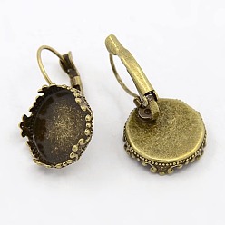 Antique Bronze Brass Leverback Earring Findings, Nikel Free, Antique Bronze, Tray: 15mm