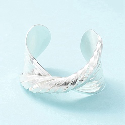 Silver Alloy Twist Open Cuff Bangle for Women, Silver, Inner Diameter: 2 inch(5.2cm)