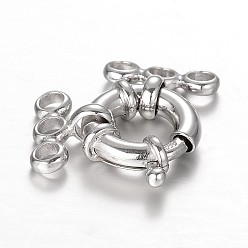 Platinum Rhodium Plated 925 Sterling Silver Spring Clasp Sets, with End Bars, Platinum, 25x14x5mm, Hole: 2.5mm