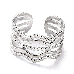 Stainless Steel Color 304 Stainless Steel Finger Rings, Cuff Rings, Long-Lasting Plated, Stainless Steel Color, US Size 7 3/4(17.9mm), 10~12mm