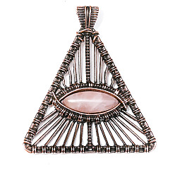 Cuarzo Rosa Aleación con colgantes de piedras preciosas naturales y sintéticas, Ojo de Horus, 60x52x5 mm