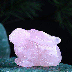 Розовый Кварц Натуральный розы украшения кварц домашний дисплей, 3 d кролика, 15x38x28 мм
