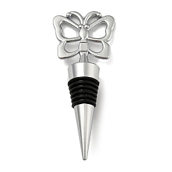 Platinum Alloy Red Wine Stopper, Silicone Bottle Stopper, Butterfly, Platinum, 106x42x21mm