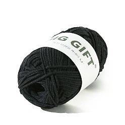 Negro Hilo de algodón hueco, para tejer, tejido y crochet, negro, 2 mm