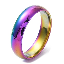 Rainbow Color Ion Plating(IP) 304 Stainless Steel Flat Plain Band Rings, Rainbow Color, Size 7, Inner Diameter: 17mm, 5mm