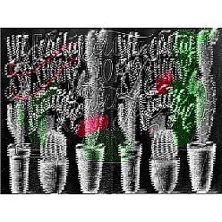 Cactus 5d kits de pintura de diamantes para adultos principiantes, arte de imagen de taladro redondo completo diy, Kits de pintura con gemas de diamantes de imitación para decoración de paredes del hogar, cactus, 400x300 mm