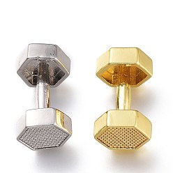 Mixed Color Brass Pendants, Long-Lasting Plated, with Jump Rings, Lead Free & Cadmium Free, Dumbbell, Mixed Color, 18.5x10x9mm, Jump Ring: 5x1mm, Inner Diameter: 3mm