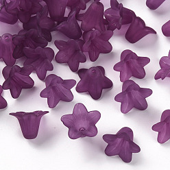 Индиго Прозрачные акриловые бусины, матовые, цветок, индиговые, 17.5x12 мм, Отверстие : 1.5 мм , около 770 шт / 500 г