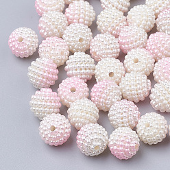 Rose Nacré Perles acryliques en nacre d'imitation , perles baies, perles combinés, perles de sirène dégradé arc-en-ciel, ronde, perle rose, 10mm, trou: 1 mm, environ 200 PCs / sachet 