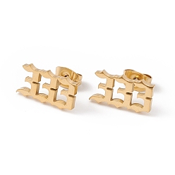 Number Angel Number Earrings, 304 Stainless Steel Stud Earrings for Women, Num.3, 7.5x13.5mm, Pin: 0.7mm