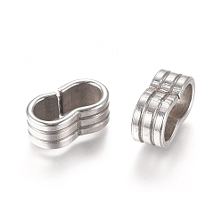 Stainless Steel Color 201 Stainless Steel Slide Charms/Slider Beads, for Leather Cord Bracelets Making, Stainless Steel Color, 13x7.5x5mm, Hole: 5x10.5mm