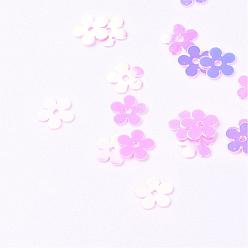 Flor de Orquídea Accesorios del ornamento perlas paillette plástico disco, cuentas de lentejuelas, flor, orquídea, 7x7x0.2 mm, Agujero: 1 mm, sobre 30000 unidades / 500 g