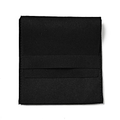 Black Microfiber Jewelry Pouches, Foldable Gift Bags, for Ring Necklace Earring Bracelet Jewelry, Square, Black, 10.1x9.8x0.3cm