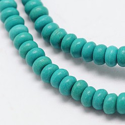 Turquoise Dyed Synthetical Turquoise Rondelle Bead Strand, 6x4mm, Hole: 1mm, about 95pcs/srtand, 15.7 inch