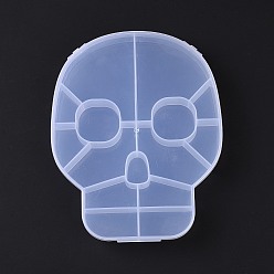 WhiteSmoke 15 Grids Transparent Plastic Box, Halloween Skull Shaped Bead Containers for Small Jewelry and Beads, WhiteSmoke, 17.95x14.4x2.5cm, Inner Diameter: 26~75x18~62.5x22mm 