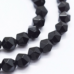 Black Onyx Hebras de cuentas de ónix negro natural, teñido y climatizada, facetados, oval, 5.5~6x5~5.5 mm, agujero: 1 mm, sobre 64 unidades / cadena, 15.1 pulgada