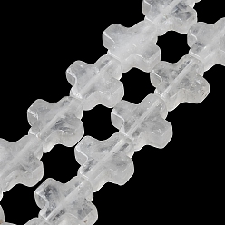 Хрусталь Природных кристаллов кварца бисер нитей, бусины из горного хрусталя, крестик, 13~13.5x12.5~13.5x4~5 мм, отверстие : 1 мм, около 18 шт / нитка, 9.21'' (23.4 см)