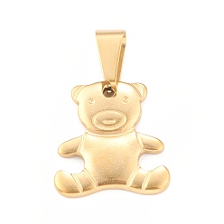 Золотой Ионное покрытие (ip) 304 подвески из нержавеющей стали, медведь очарование, золотые, 20x19x2 мм, отверстие : 4x8 мм