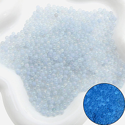 Light Blue Luminous Transparent Glass Beads, No Hole Beads, Round, Light Blue, 2~2.5mm