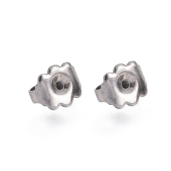 Stainless Steel Color 304 Stainless Steel Ear Nuts, Friction Earring Backs for Stud Earrings, Stainless Steel Color, 6.5x5mm, Hole: 0.8mm