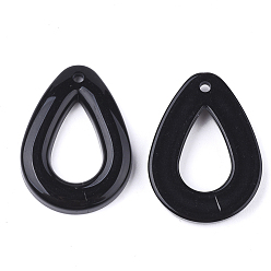 Black Opaque Acrylic Pendants, teardrop, Black, 30x22x4.5mm, Hole: 2mm, about 290pcs/500g