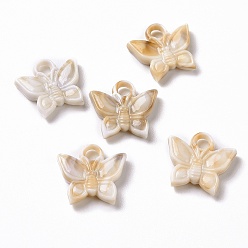 BurlyWood Acrylic Pendants, Imitation Gemstone Style, Butterfly, BurlyWood, 16.5x17.5x3.5mm, Hole: 3mm, about 833pcs/500g