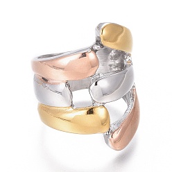 Multi-color 304 Stainless Steel Finger Rings, Stainless Steel Color & Golden & Rose Gold, Size 6~9, 16~19mm