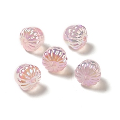 Pink Placage uv perles acryliques irisées arc-en-ciel, gland, rose, 14.5x15.5mm, Trou: 3mm