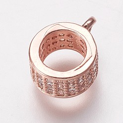 Розовое Золото Латунные поручни из кубического циркония, петля под залог, бейлы, кольцо, прозрачные, розовое золото , 9.5x7.5x4 мм, отверстие : 1 мм