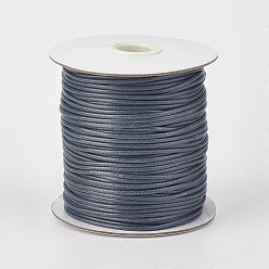 Gris Ardoise Cordon en polyester ciré coréen écologique, gris ardoise, 0.8mm, environ 174.97 yards (160m)/rouleau