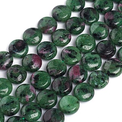 Ruby in Zoisite Natural Ruby in Zoisite Beads Strands, Flat Round, 10~10.5x4.5~5.5mm, Hole: 1mm, about 39pcs/strand, 15.55 inch(39.5cm)