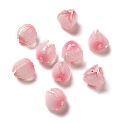 Perlas de Color Rosa Flores granos de acrílico opaco, para la fabricación de la joyería diy, rosa perla, 10~11x11~12 mm, agujero: 1~1.4 mm