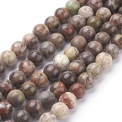 Jaspe Océan Brins de perles pierres fines naturelles , ocean jasper, teint, ronde, brun, 6mm, Trou: 1mm, 15.7 pouce, Environ 60 pcs/chapelet