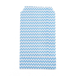 Bleu Ciel Clair Sacs en papier kraft blanc, pas de poignées, sacs de rangement, motif de vague, sac de cadeau d'anniversaire de fête de mariage, lumière bleu ciel, 15x8.3x0.02 cm