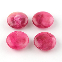 Rosa Oscura Granos de acrílico imitación de piedras preciosas redondas planas, de color rosa oscuro, 22x8.5 mm, Agujero: 2 mm, sobre 190 unidades / 500 g