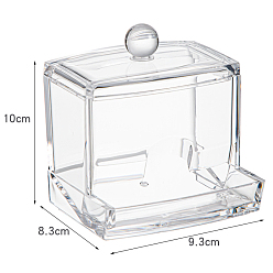 Clair Boîte de rangement en plastique transparent, pour coton-tige, coton, mélangeur de beauté, rectangle, clair, 9.3x8.3x10 cm