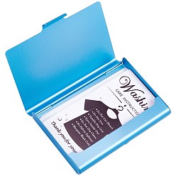 Deep Sky Blue Gorgecraft Aluminium Alloy Business Cards Stroage Box, Hand-push Type, Rectangle, Deep Sky Blue, 65x93x10mm, 2pcs