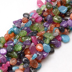Mixed Color Natural Nuggets Crackle Agate Beads Strands, Dyed & Heated, Mixed Color, 8~16x8~12x6~10mm, Hole: 1mm, about 59~60pcs/strand, 15~16 inch