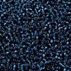 (RR1445) Circón azul forrado en plata teñida Cuentas de rocailles redondas miyuki, granos de la semilla japonés, 8/0, (rr 1445) circonita azul teñida de plata, 8/0, 3 mm, agujero: 1 mm, Sobre 2111~2277 unidades / 50 g