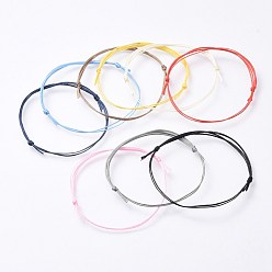 Color mezclado Fabricación de pulseras de cordones de poliéster encerado plano ajustable, color mezclado, 7-1/8 pulgada ~ 7-1/2 pulgada (18~19 cm)