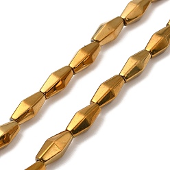 Golden Plated Electroplate Synthetic Magnetic Hematite Beads Strands, Faceted, Rhombus, Golden Plated, 12~12.5x5.5~6mm, Hole: 1.2mm, about 31~33pcs/strand, 16.54~16.93''(42~43cm)