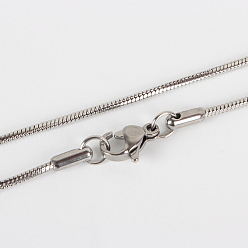 Stainless Steel Color 304 Stainless Steel Snake Chain Necklace Making, with Lobster Claw Clasps, Stainless Steel Color, 17.7 inch(45cm)